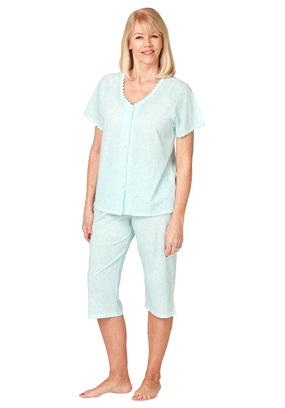 Marlon Zebra Short Sleeve Capri Pyjama Set, Aqua