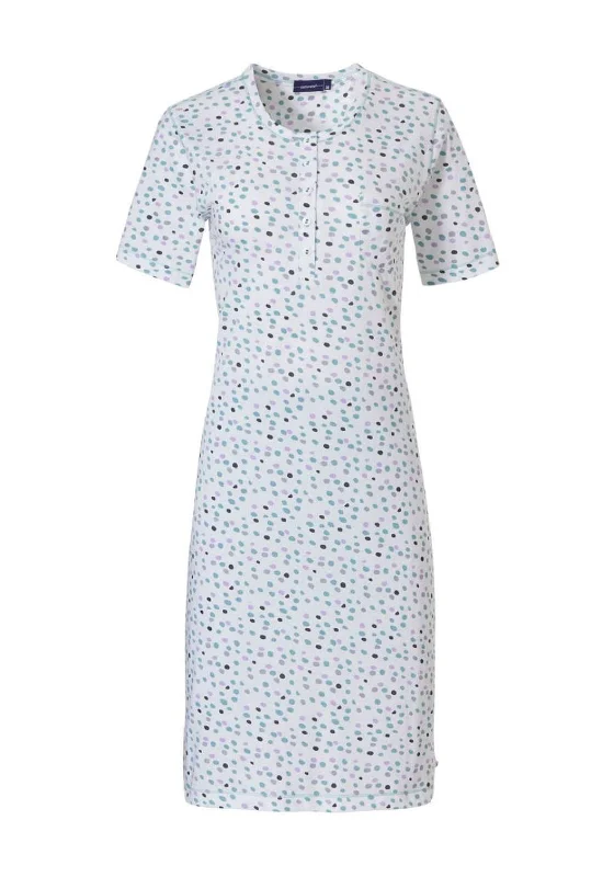 Pastunette Sleeveless Round Neck Dot Nightdress, White Multi