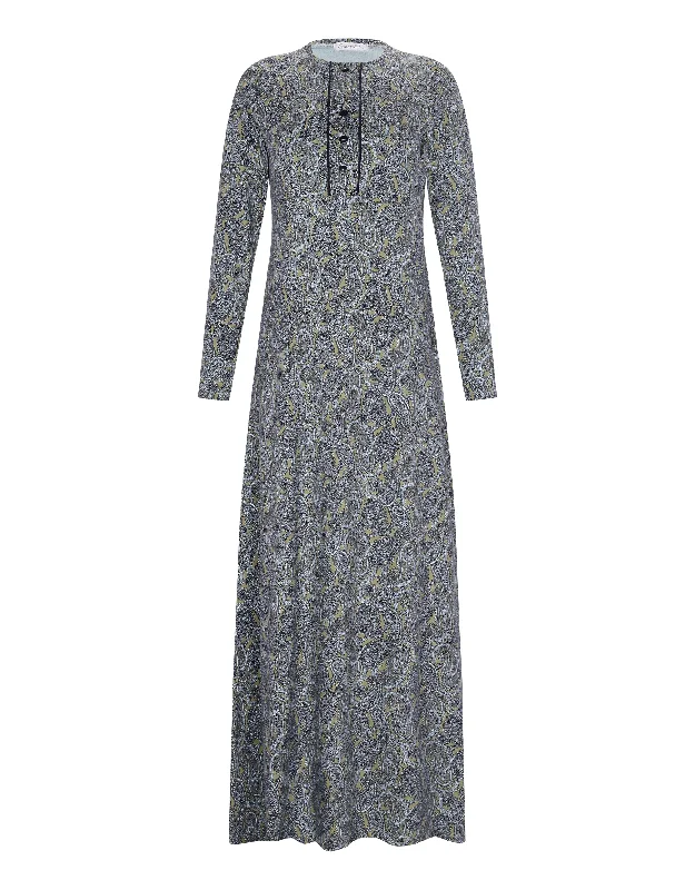 Paisley Print Button Nightgown Olive