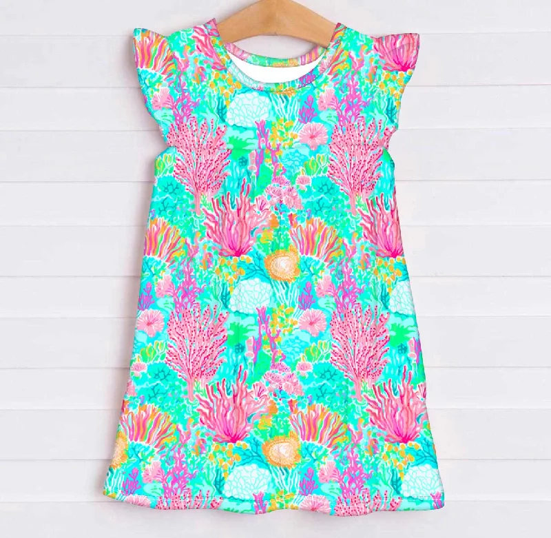 Spring Fever Coral Breeze - Girls Bamboo Slumber Dress