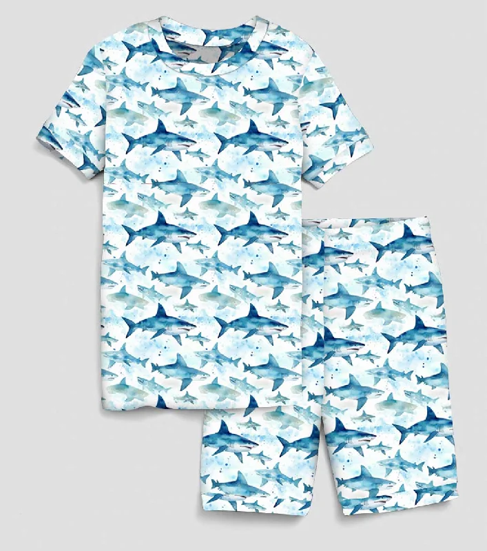 Sweet Summer Shark Attack - Bamboo Short Sleeve Short Lounge Set