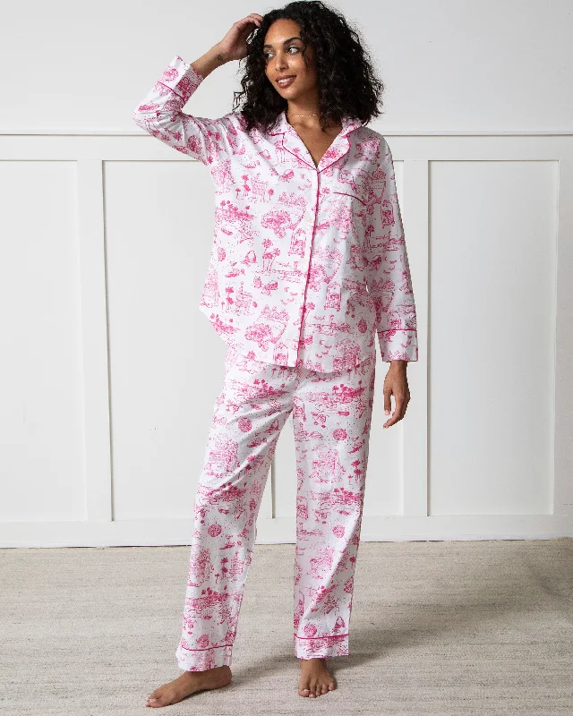 PF x Sean Taylor Girls' Trip Toile - Long PJ Set - Pink Cloud