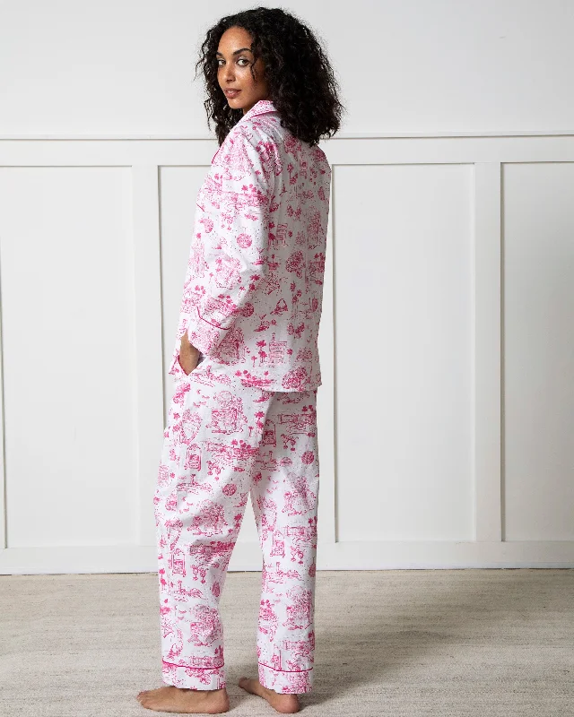 PF x Sean Taylor Girls' Trip Toile - Long PJ Set - Pink Cloud