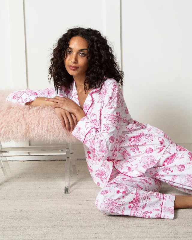 PF x Sean Taylor Girls' Trip Toile - Long PJ Set - Pink Cloud