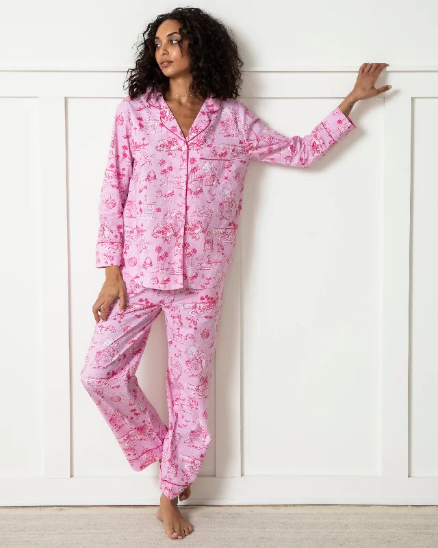 PF x Sean Taylor Girls' Trip Toile - Long PJ Set - Rose