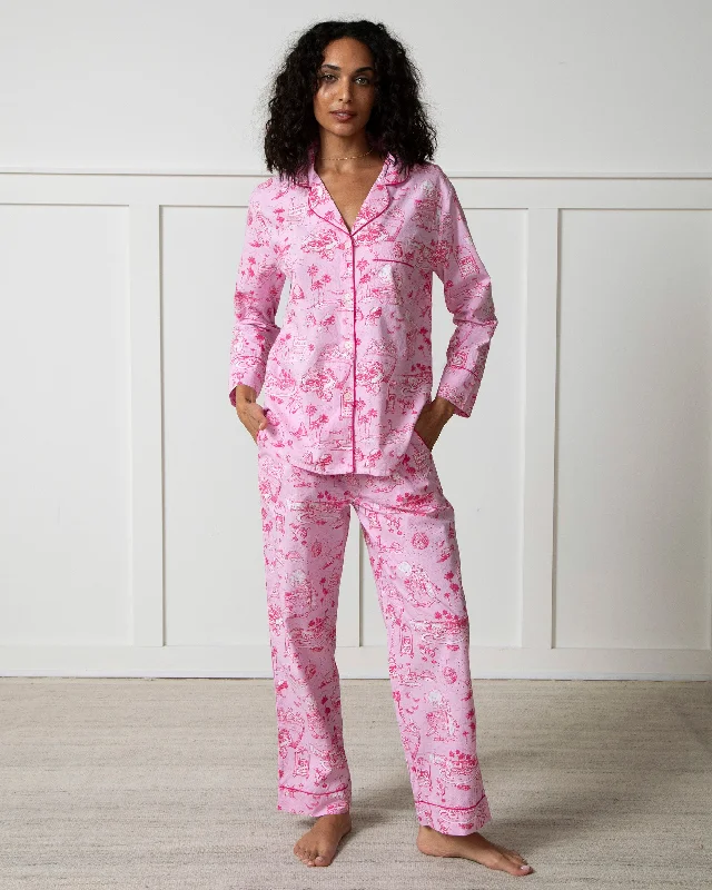 PF x Sean Taylor Girls' Trip Toile - Long PJ Set - Rose