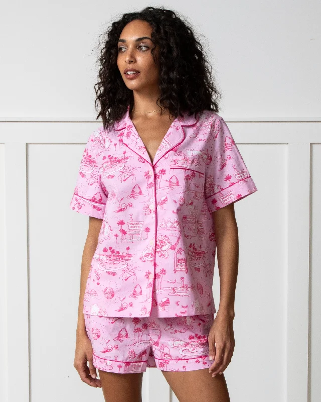 PF x Sean Taylor Girls' Trip Toile - Short PJ Set - Rose