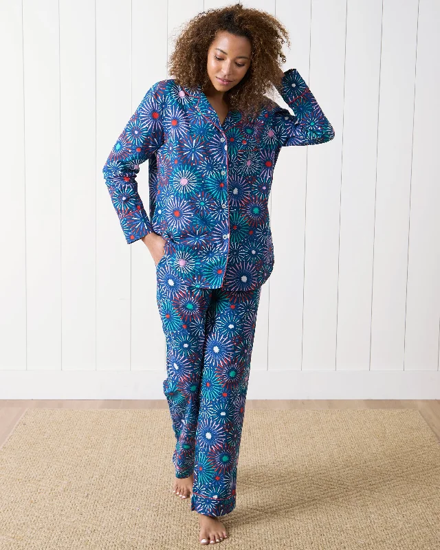 Sparks Fly - Long PJ Set - Navy