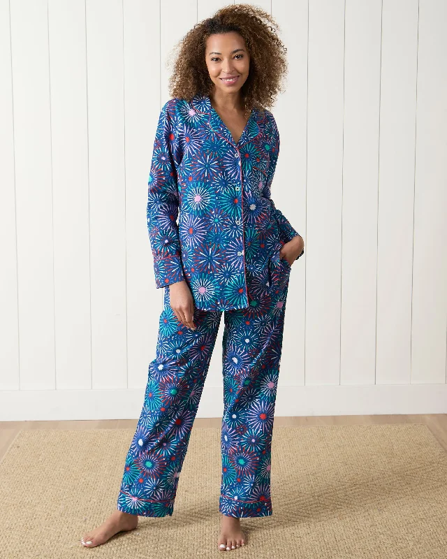 Sparks Fly - Long PJ Set - Navy