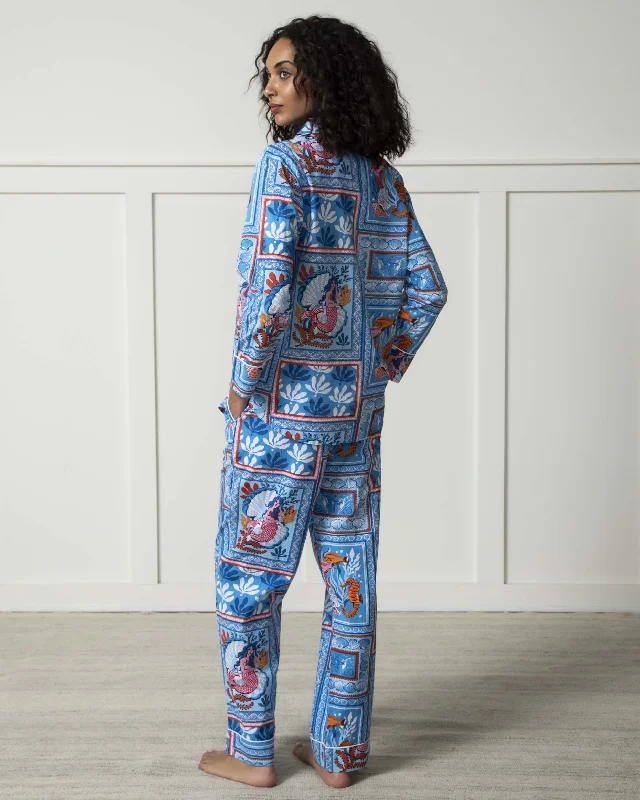 Tidal Tapestry - Long PJ Set - Saltwater Blue