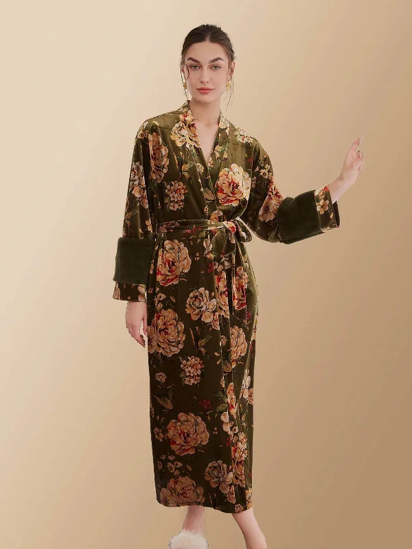 Velvet Floral Kimono Robe