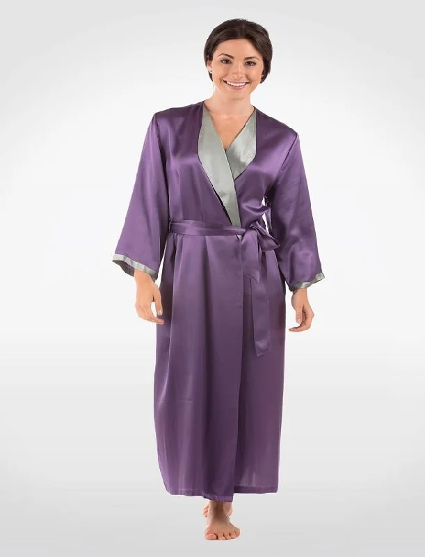 Violet Color Shawl Collar Gown - Shlgwn-Vlt