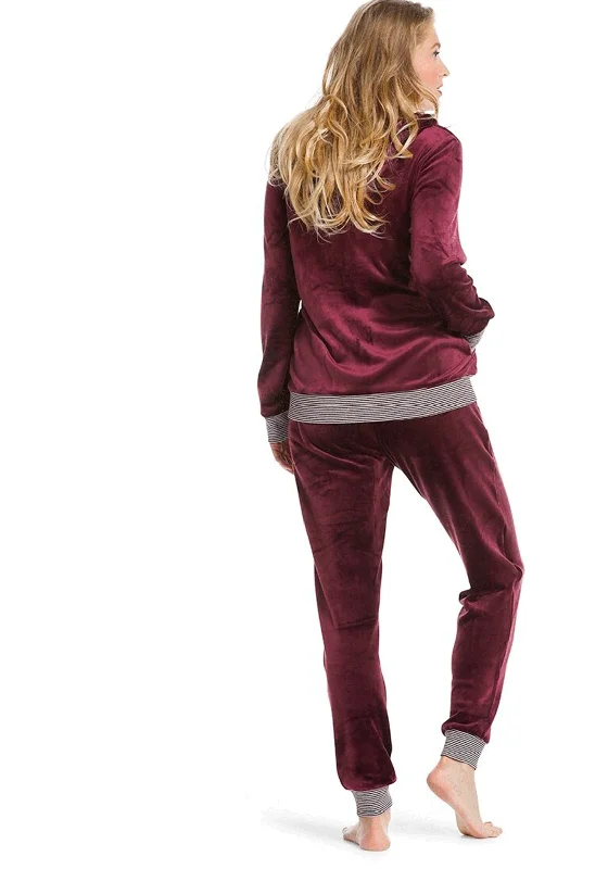 Pastunette Velour Zip Lounge Pyjama Set, Purple