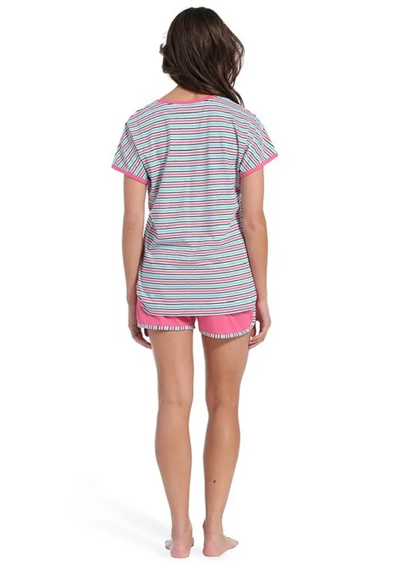 Rebelle Stripe Pink Passion Fruit Short Pyjama Set, Pink