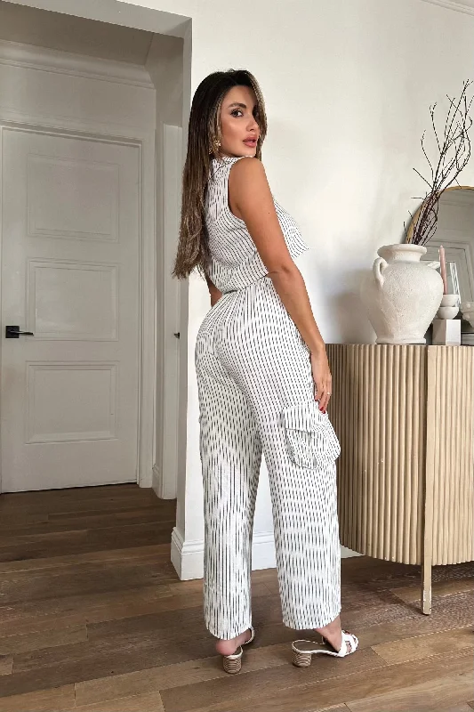 Effie Striped Linen 2-Piece Pants Set