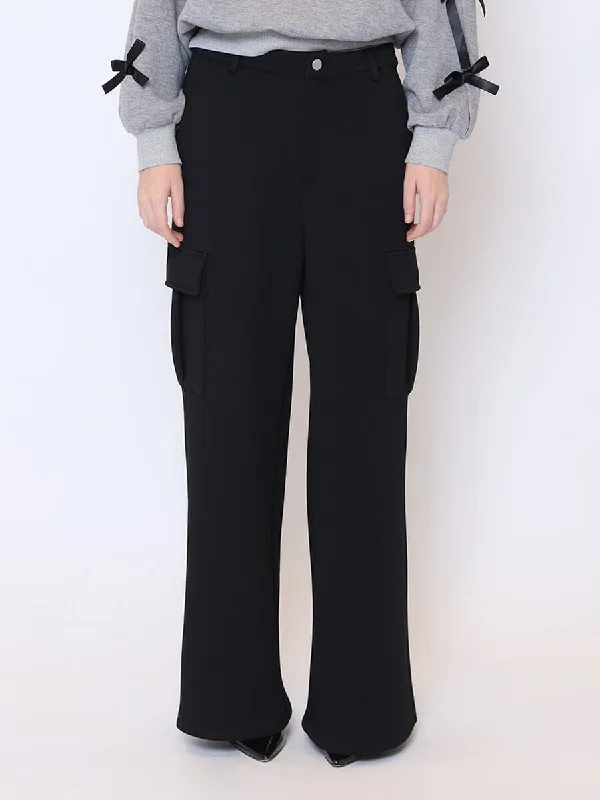 Flap Pocket Wide Leg Sweat Pants