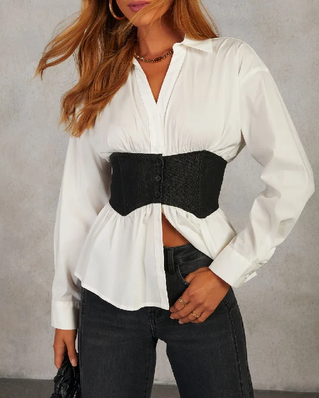 Gabby Button Down Wrap Bodice Top