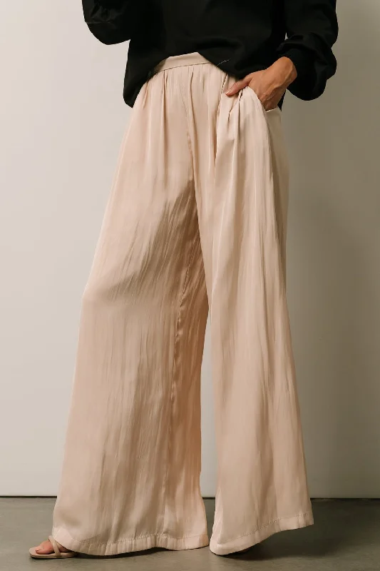 Jayla Palazzo Satin Pant | Champagne