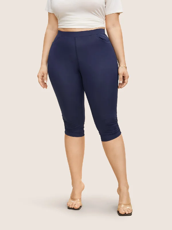 Mid Rise High Stretch Cropped Leggings