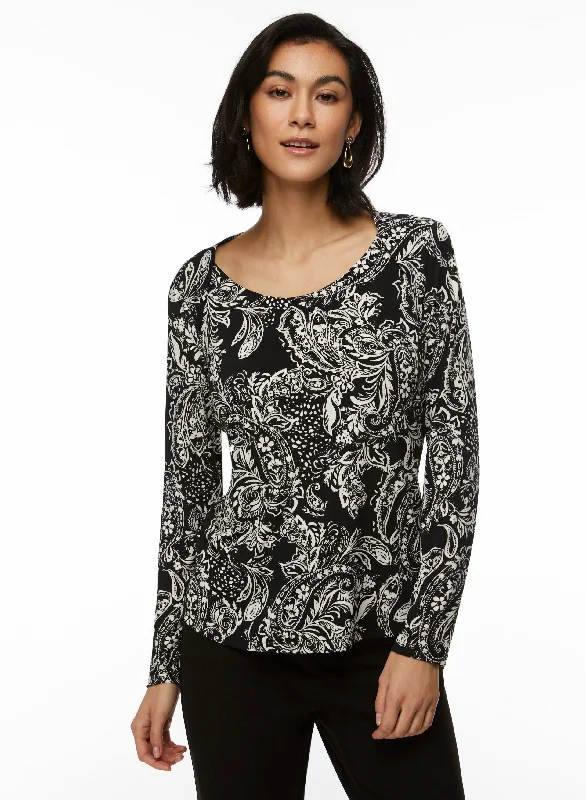 Paisley Print Long Sleeve Top