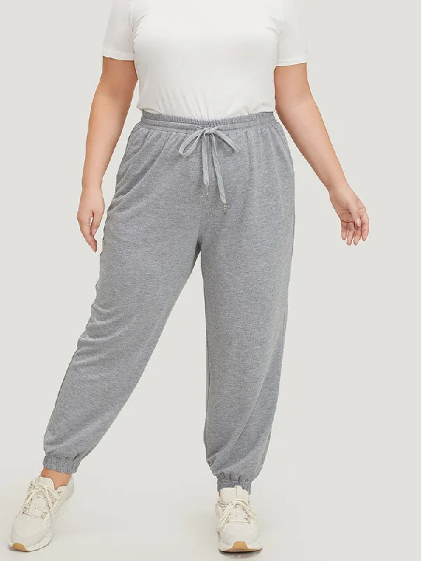 Plain Drawstring Slant Pocket Sweatpants