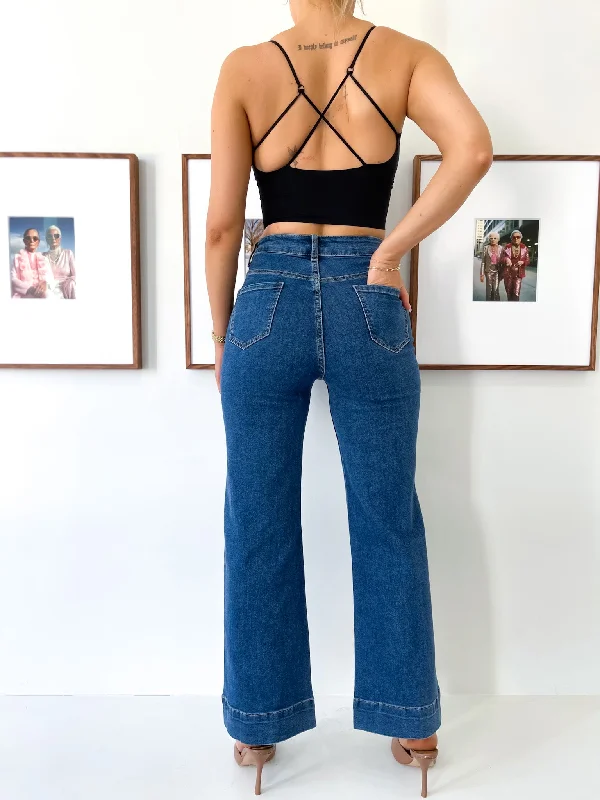 Stretch High Waist Wide Leg Jeans