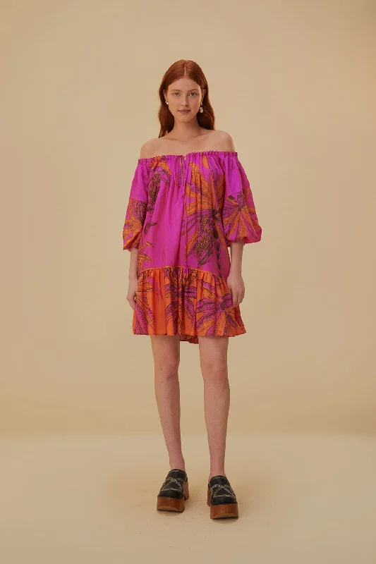 Beach Forest Pink Mini Dress Trendy Cut-Out Mini Dress
