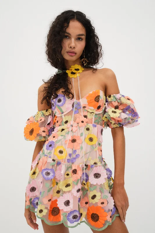 For Love & Lemons Prato Mini Dress - Multi Elegant Tulle Mini Dress