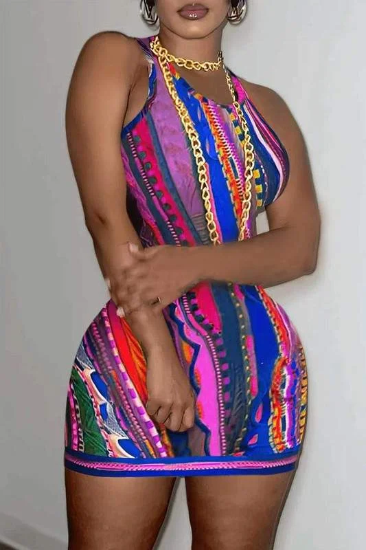 GRAPHIC TANK MINI DRESS Stylish Sweetheart Mini Dress