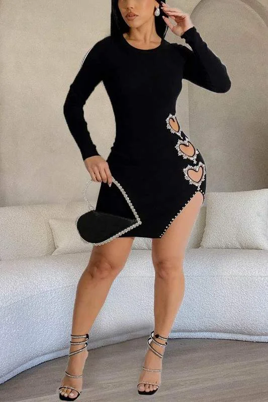 HEART CUT OUT MINI DRESS Trendy Cut-Out Mini Dress