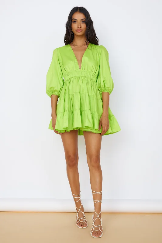 HELLO MOLLY Sweetest Treat Mini Dress Lime Fashionable A-Line Mini Dress