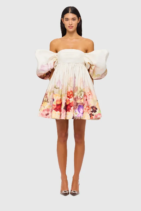Leo Lin Elouise Puff Sleeve Mini Dress - Cascade Print Comfortable Off-Shoulder Mini Dress Leo Lin Elouise Puff Sleeve Mini Dress - Cascade Print Comfortable Off-Shoulder Mini Dress