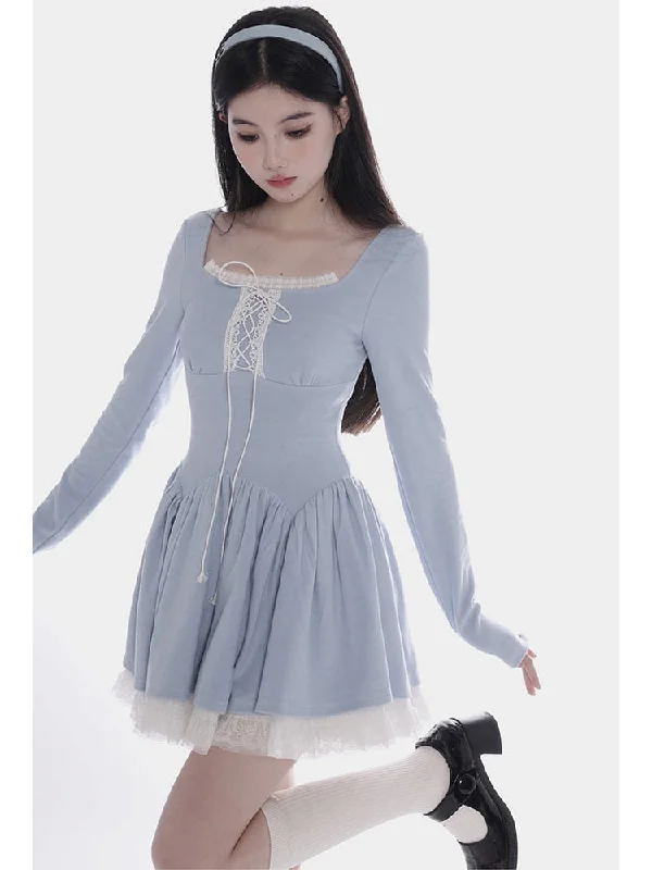 Lizakosht Sweet Dresses Women Summer Long Sleeve Lace Trim Square Collar Lace-up A-line Chic Fashion Mini Dress for Kawaii Girls Stylish Spaghetti Strap Mini Dress Lizakosht Sweet Dresses Women Summer Long Sleeve Lace Trim Square Collar Lace-up A-line Chic Fashion Mini Dress for Kawaii Girls Stylish Spaghetti Strap Mini Dress