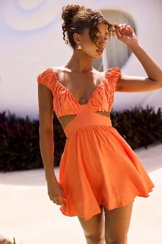 Marie Mini Dress - Tangerine Fashionable Party Mini Dress