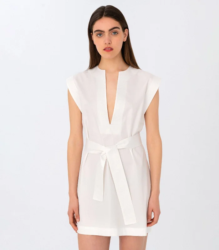 Mini Dress White Trendy Crossover Mini Dress
