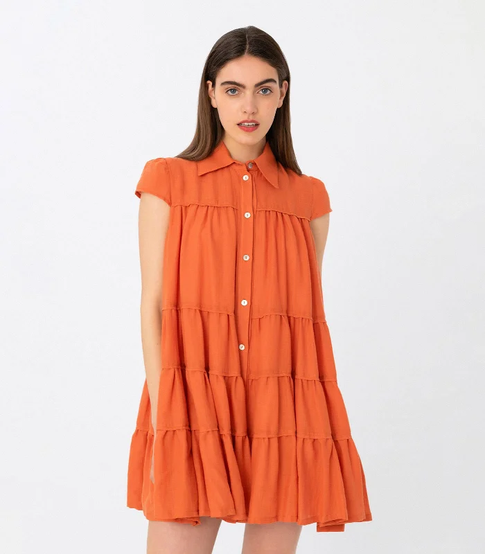 Mini Voluminous Dress Stylish Short-Sleeve Mini Dress