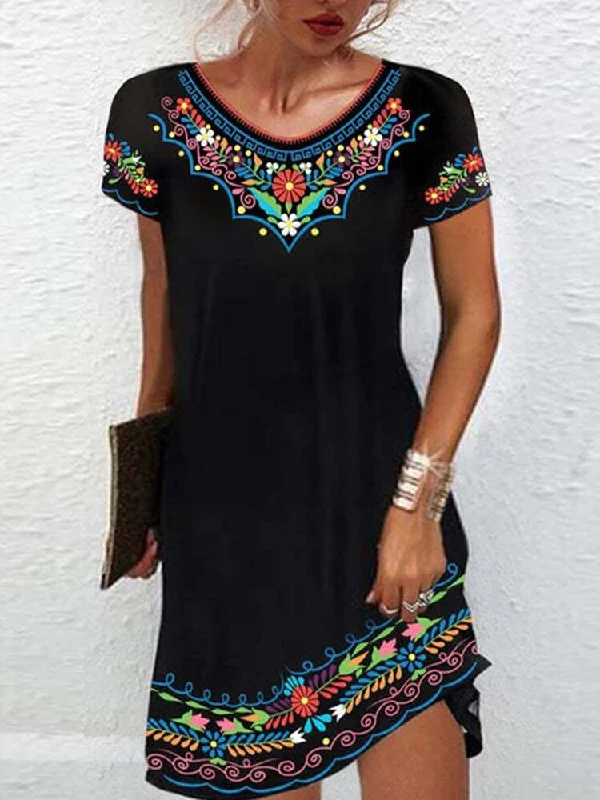 New Casual Short Sleeve A-Line Party Dress Summer Women Sexy V-Neck Loose Straight Dress Vintage Ethnic Pattern Print Mini Dress Comfortable Fit-and-Flare Mini Dress New Casual Short Sleeve A-Line Party Dress Summer Women Sexy V-Neck Loose Straight Dress Vintage Ethnic Pattern Print Mini Dress Comfortable Fit-and-Flare Mini Dress