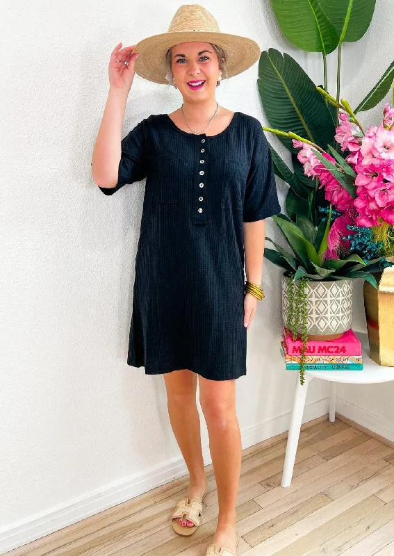 Paradise Valley Mini Dress - Black Fashionable A-Line Mini Dress