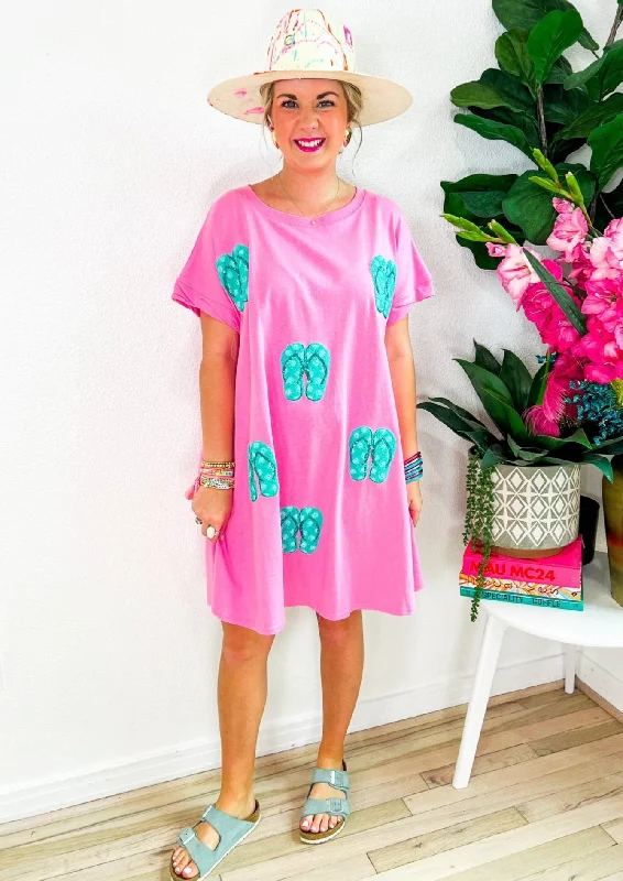 Toes In The Sand Mini Dress - Pink Fashionable Mini Dress with Slits