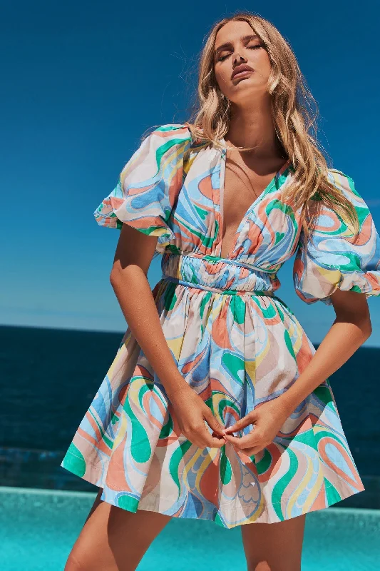 Wander Mini Dress - Orange Multi Trendy Floral Mini Dress